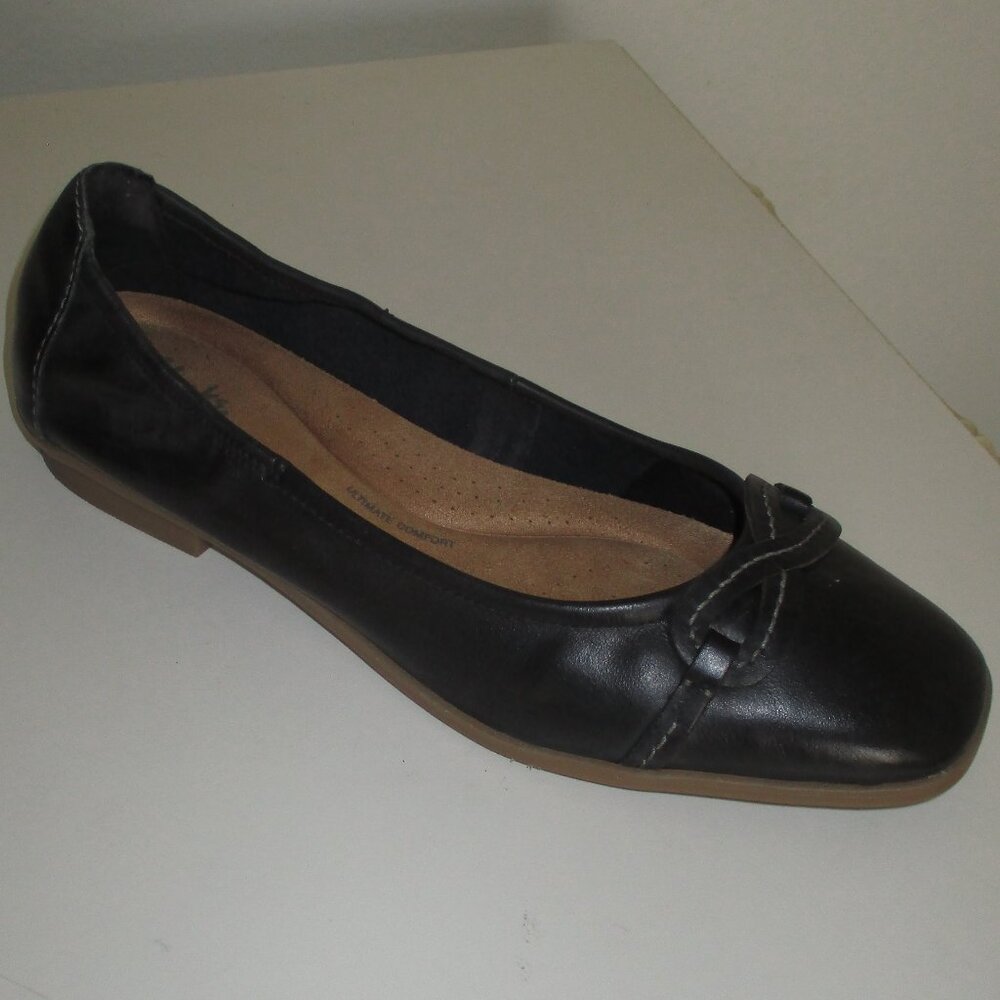 Clarks Collection Lyrical Rhyme Womens Black Leather Ballet Flat Shoe NWT - 10M